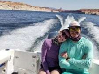 Joe &amp; Mary from Boston, enjoying the boat ride on Lake Powell, AZ