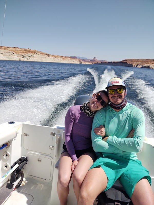 Joe & Mary from Boston, enjoying the boat ride on Lake Powell, AZ