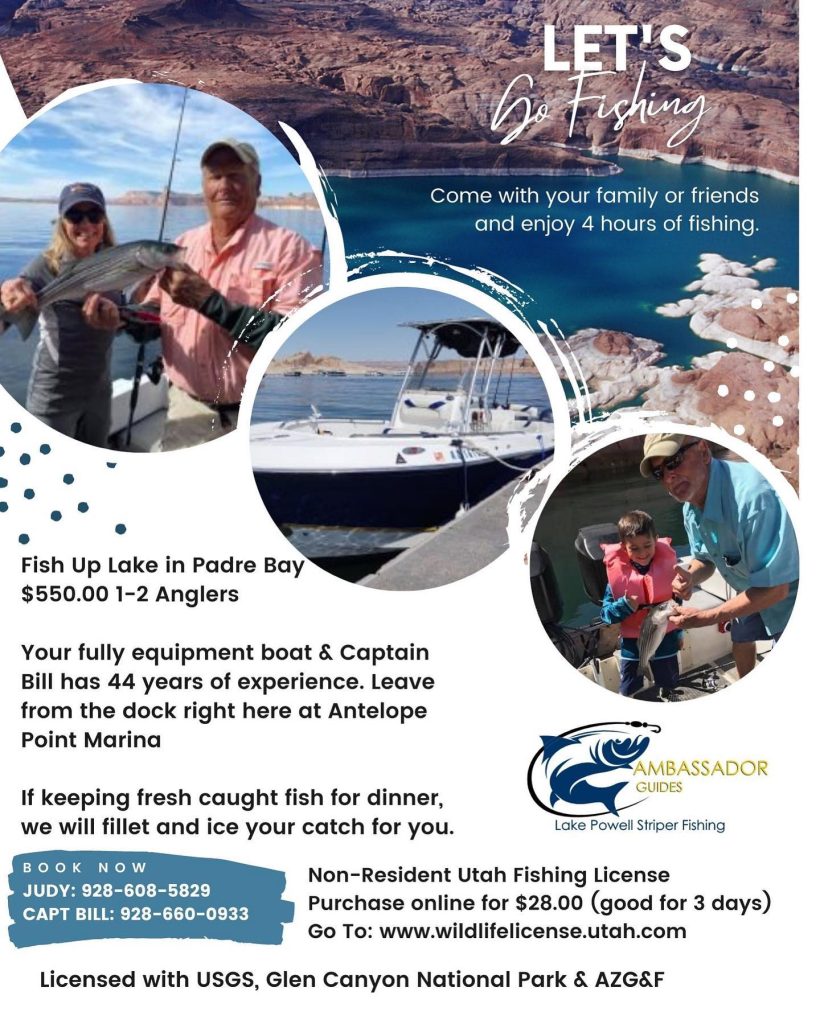 Top water fishing happening now Lake Powell check out our special!!!! Capt. Bill